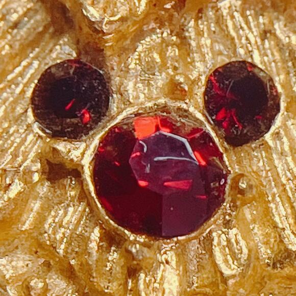 Signed Disney Christmas Tree Brooch Gold Tone Red Rhinestones Hidden Mickey VTG - Picture 5 of 12